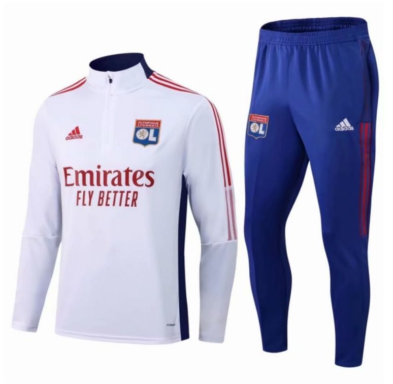 Lyon White Training Kits Sweatshirt with Pants 2020/21